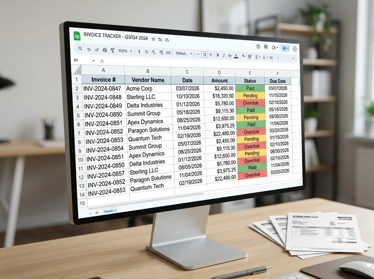Accounts payable and receivable workflow showing invoice processing, approval routing, and payment tracking