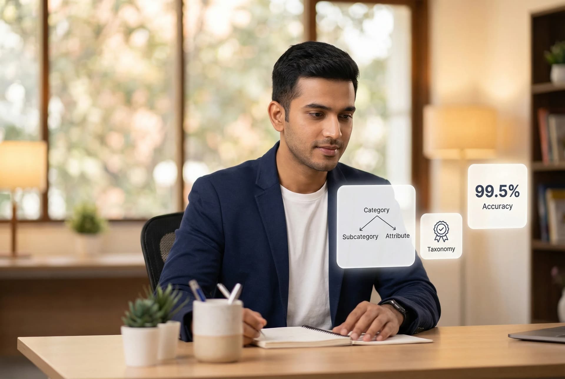 Product taxonomy tree showing organized category hierarchy with properly classified products and attribute tags