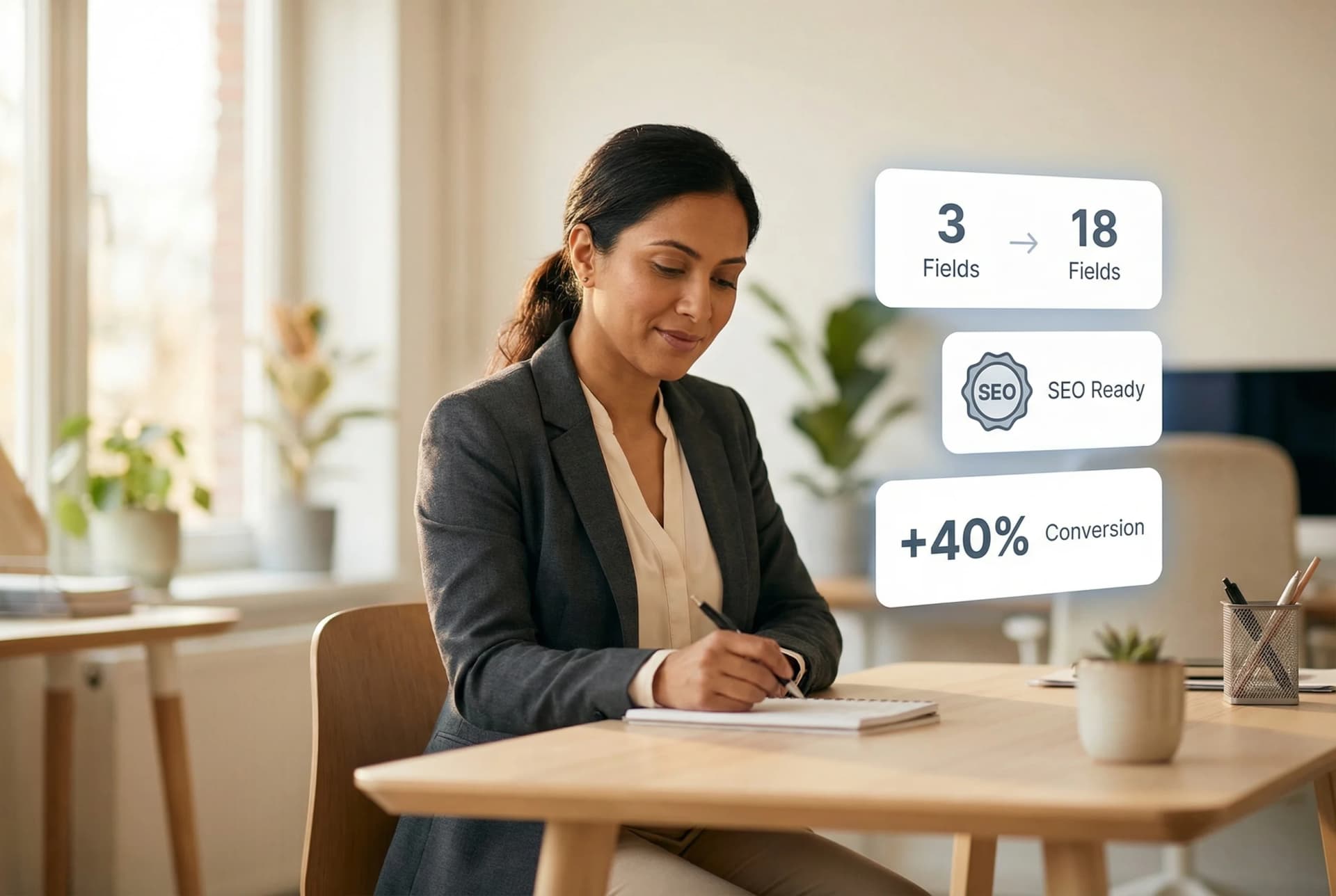 Product data enrichment workflow showing sparse product records being transformed into complete listings with descriptions, images, and specifications