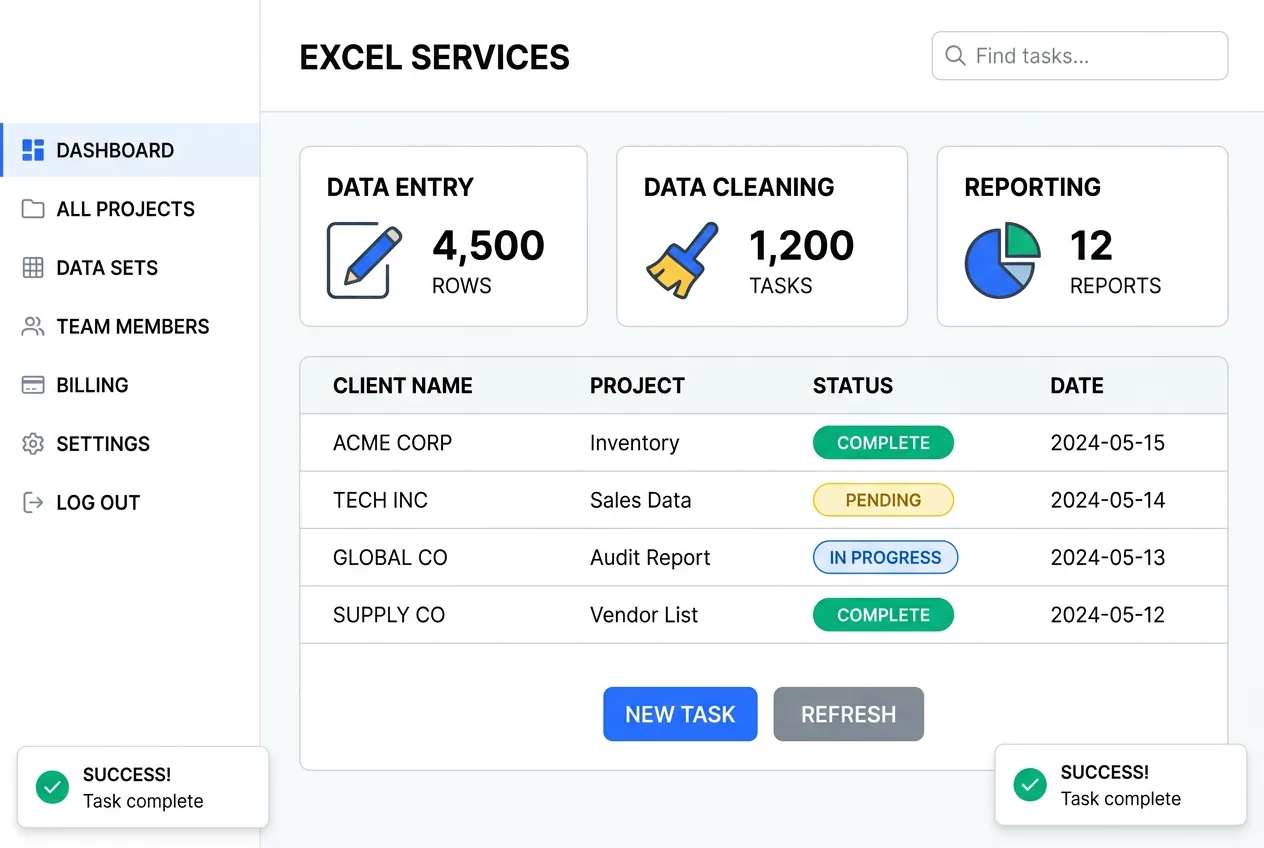 Professional Excel spreadsheet data entry and management services