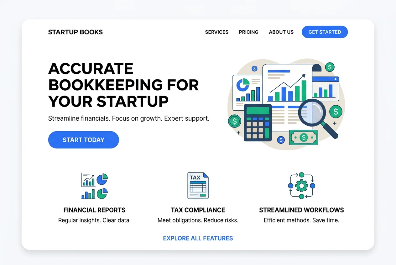 Startup financial dashboard showing burn rate, runway projection, revenue growth, and investor-ready P&L statement