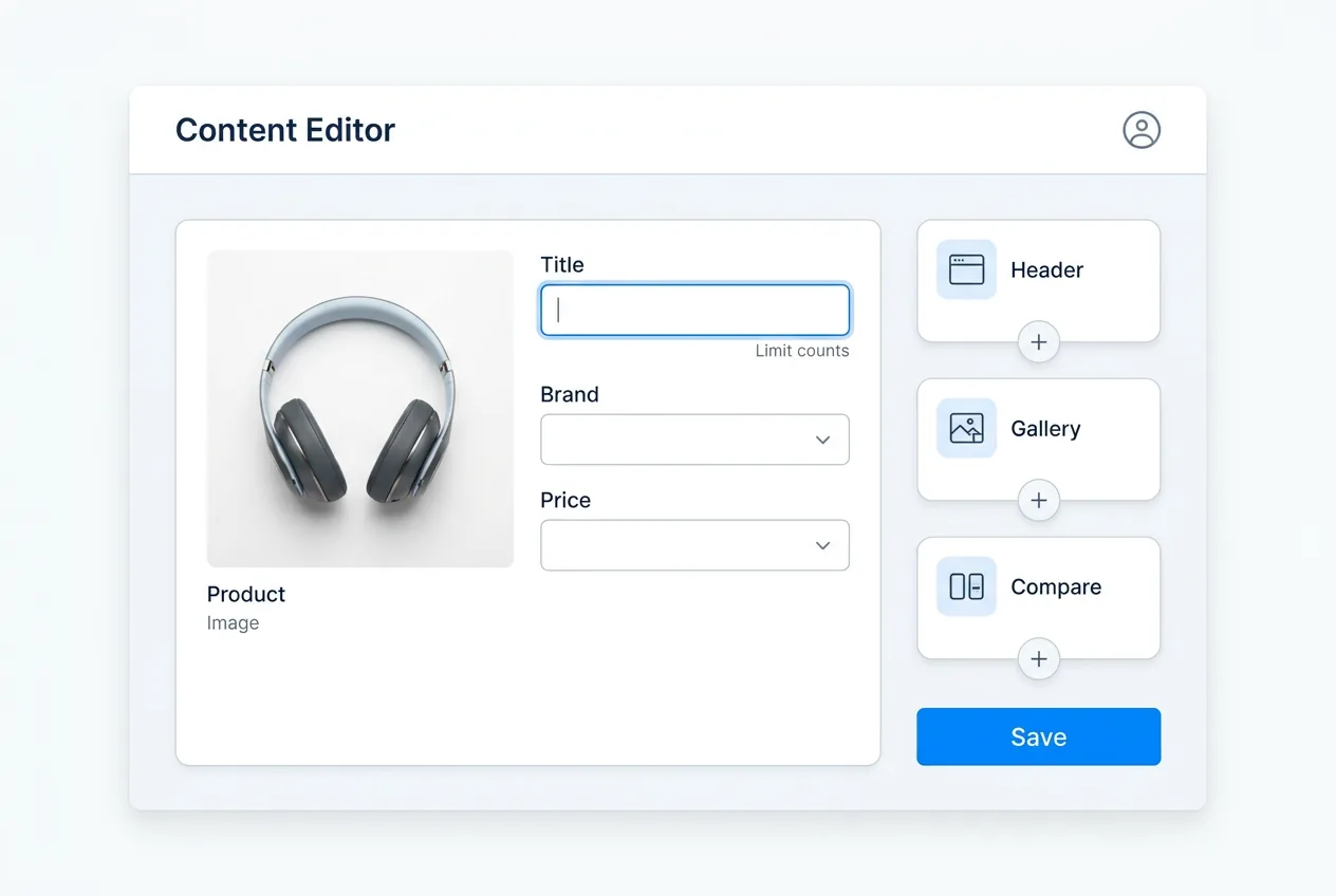 Amazon A+ Enhanced Brand Content layout showing product comparison charts, feature highlights, and brand story modules