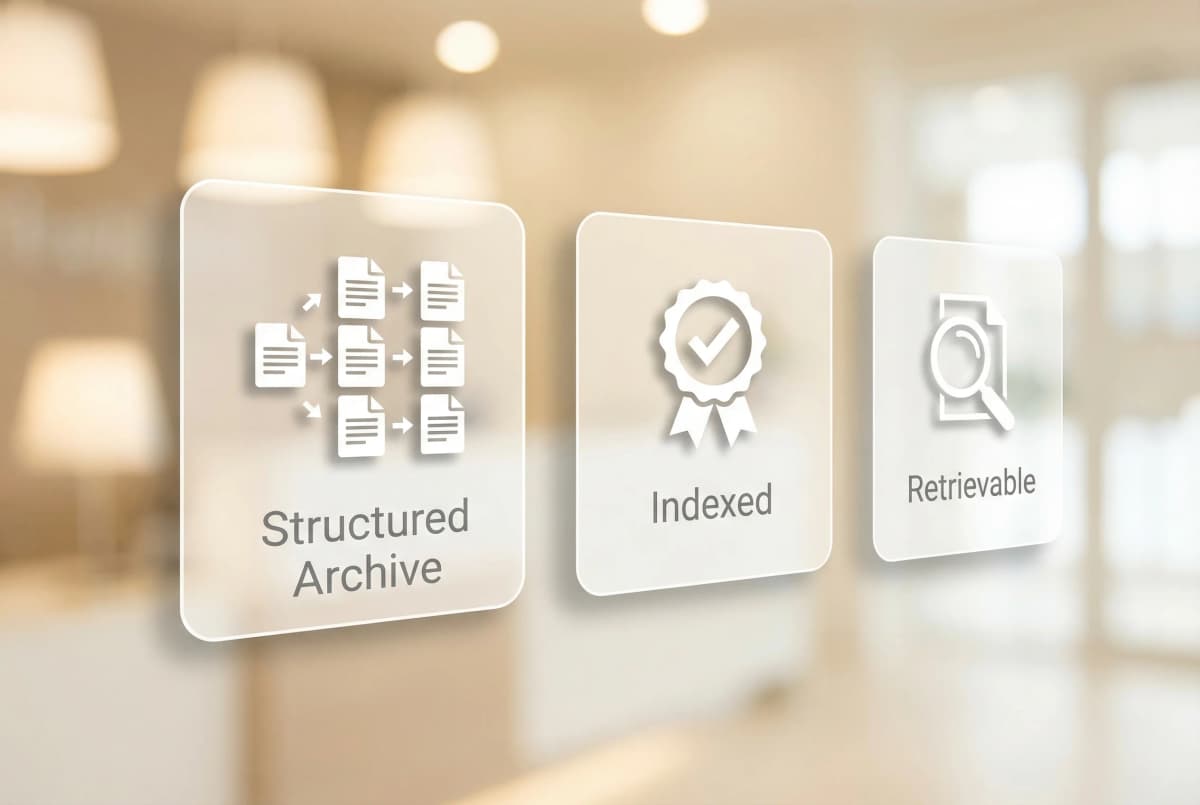 Illustration of organized digital documents and metadata