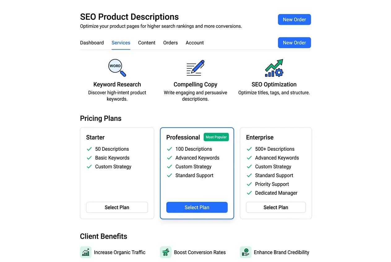 Product description with highlighted keywords showing natural keyword integration in benefit-driven product copy