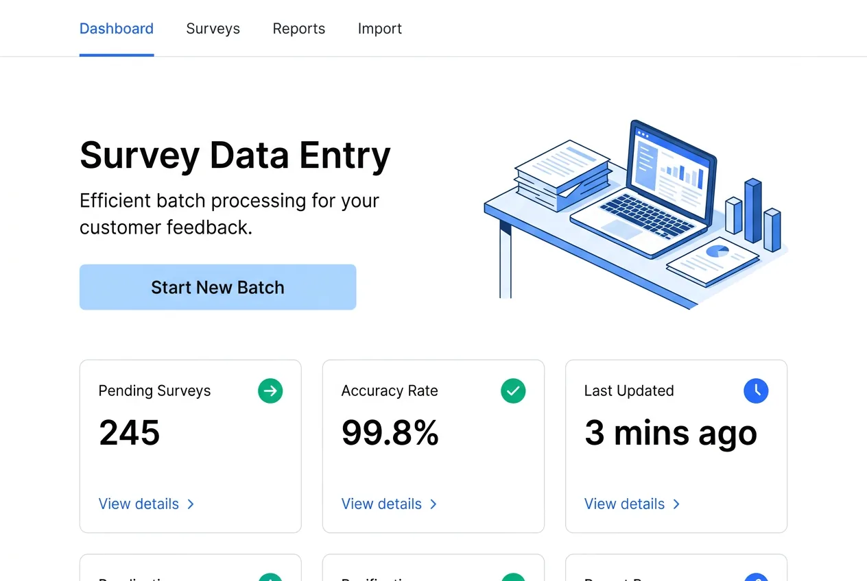 Survey response data being entered into a structured spreadsheet with validation and categorization
