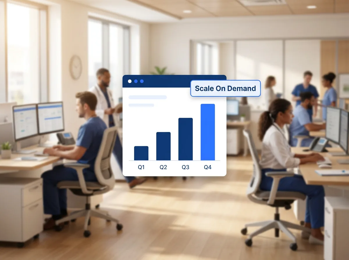 Healthcare operations team scaling for open enrollment periods and seasonal data processing peaks