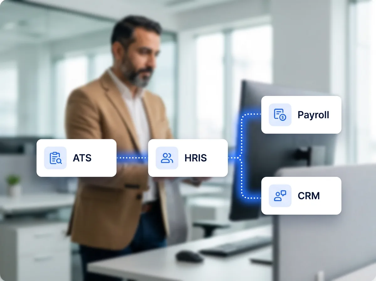 Direct ATS integration with Bullhorn, Greenhouse, Lever, and Workday platforms